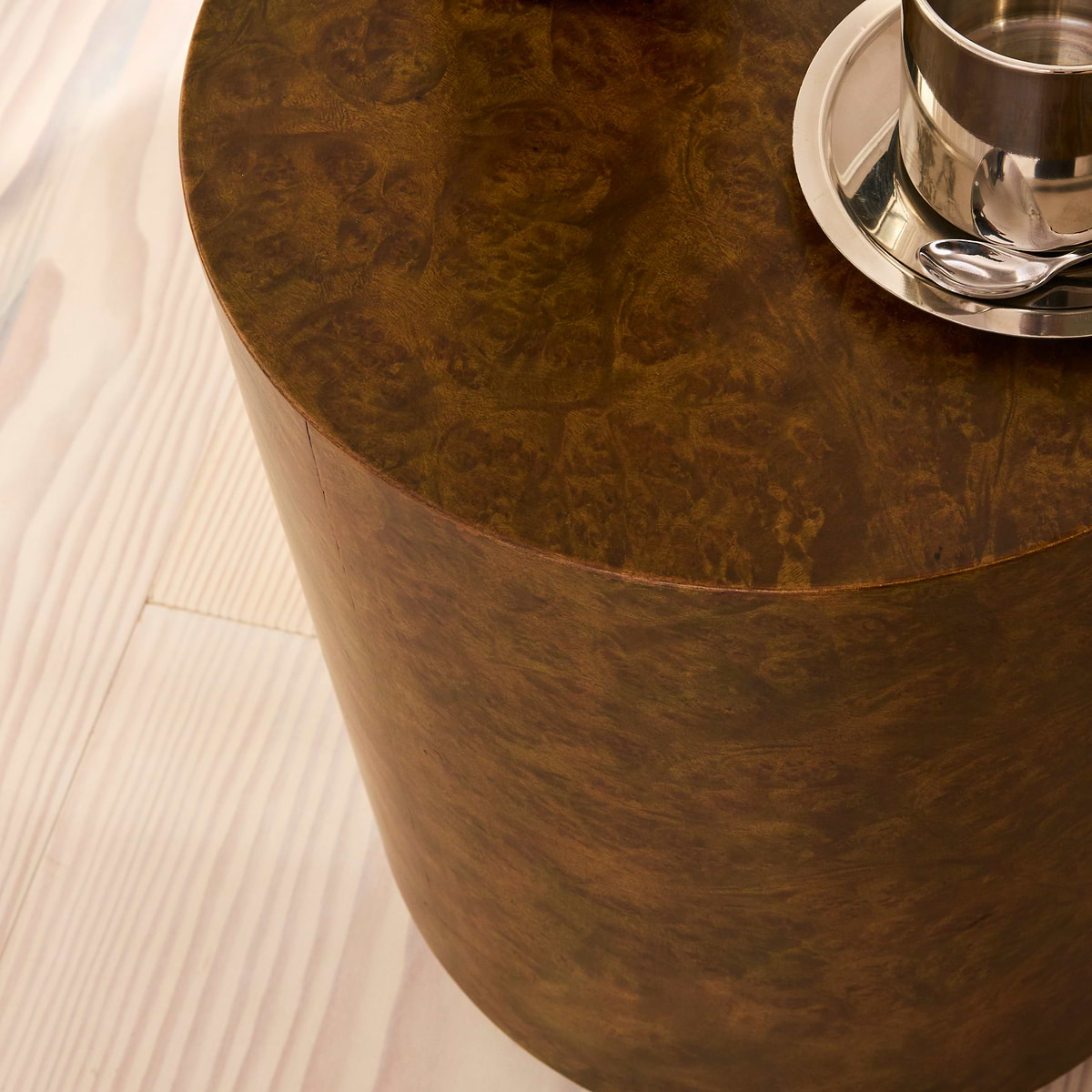 Arbour - Green Burl Wood Premium Round Side Table