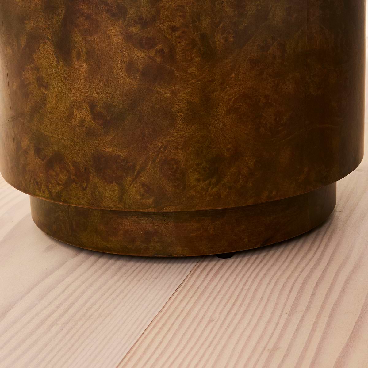 Arbour - Green Burl Wood Premium Round Side Table