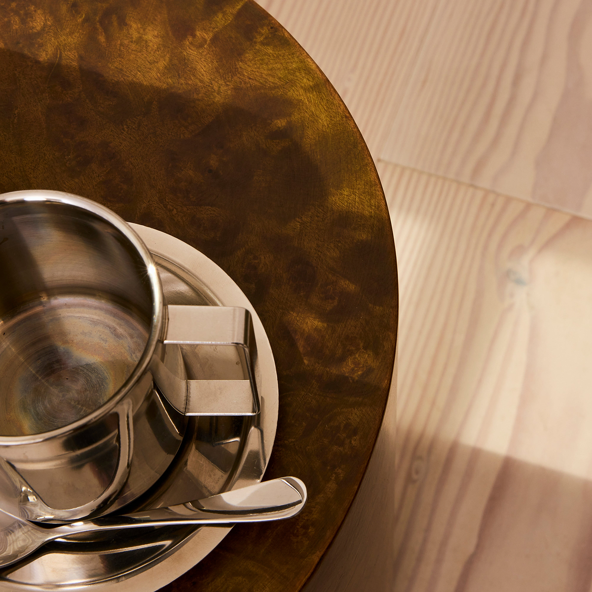 Arbour - Green Burl Wood Premium Round Side Table