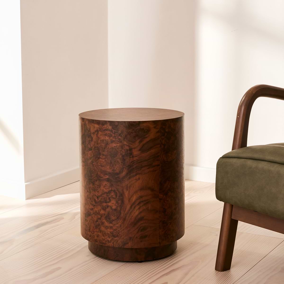 Arbour - Dark Burl Wood Premium Round Side Table