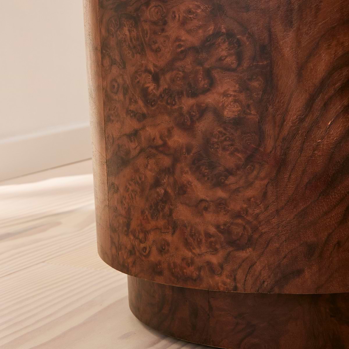 Arbour - Dark Burl Wood Premium Round Side Table