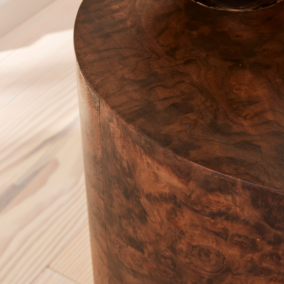 Arbour - Dark Burl Wood Premium Round Side Table