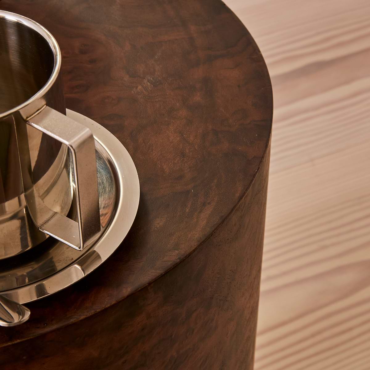 Arbour - Dark Burl Wood Premium Round Side Table
