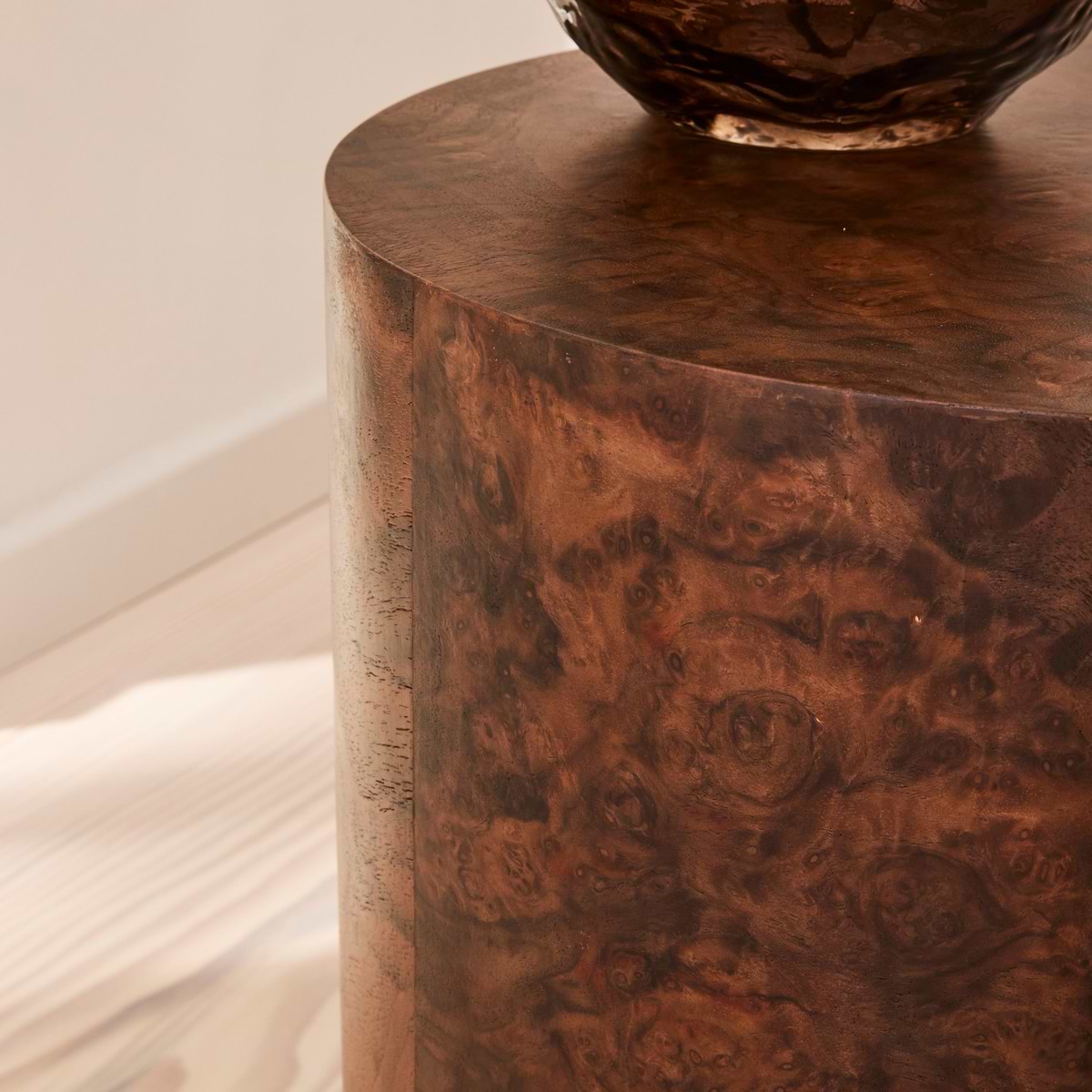 Arbour - Dark Burl Wood Premium Round Side Table