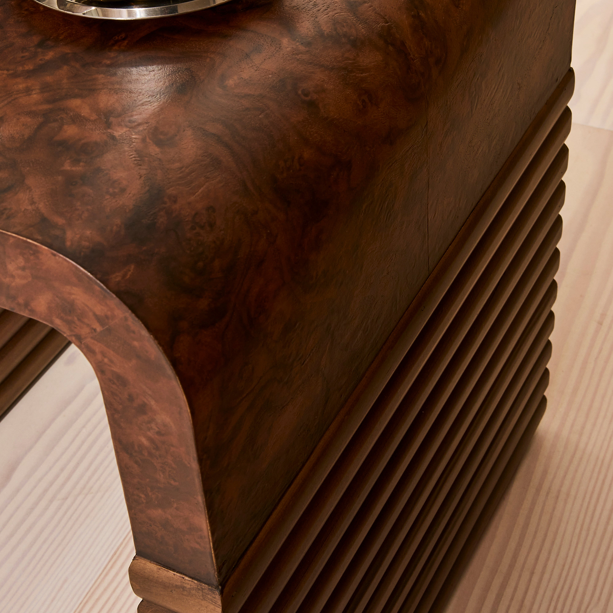 Eliana - Dark Burl Curved Dark Wood Premium Side Table