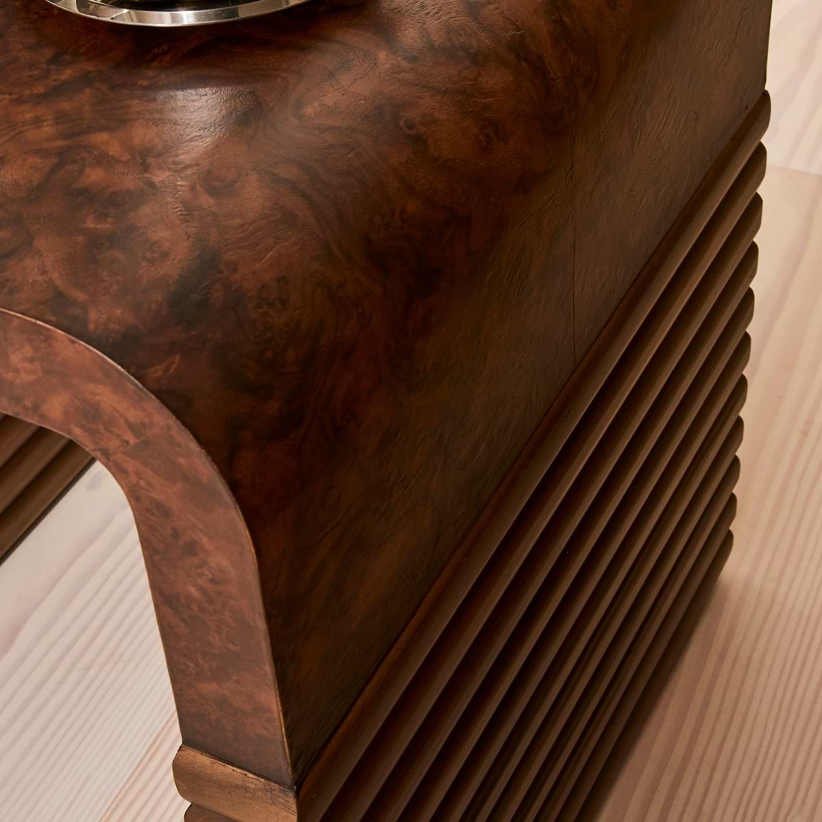 Eliana - Dark Burl Curved Dark Wood Premium Side Table