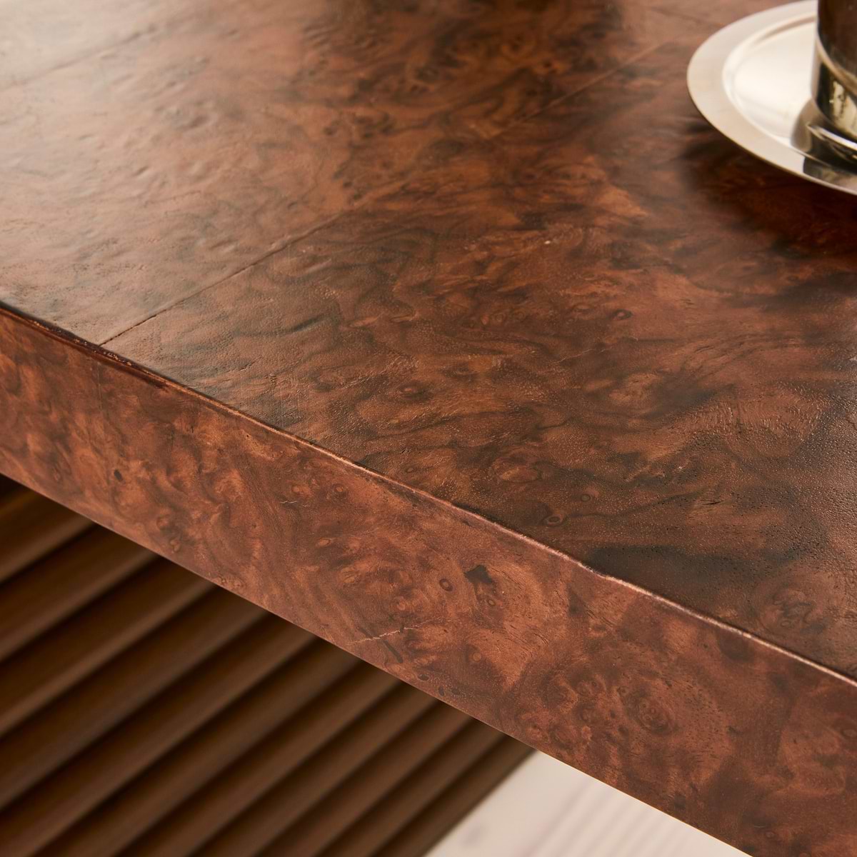 Eliana - Dark Burl Curved Dark Wood Premium Side Table
