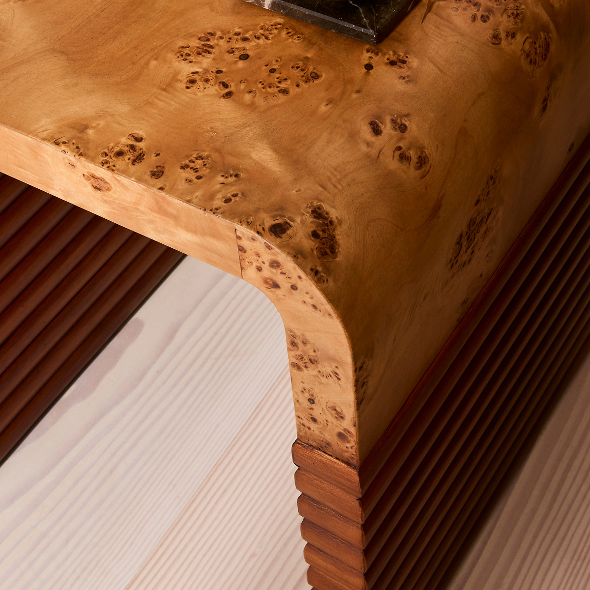 Eliana - Natural Burl Curved Warm Wood Premium Side Table