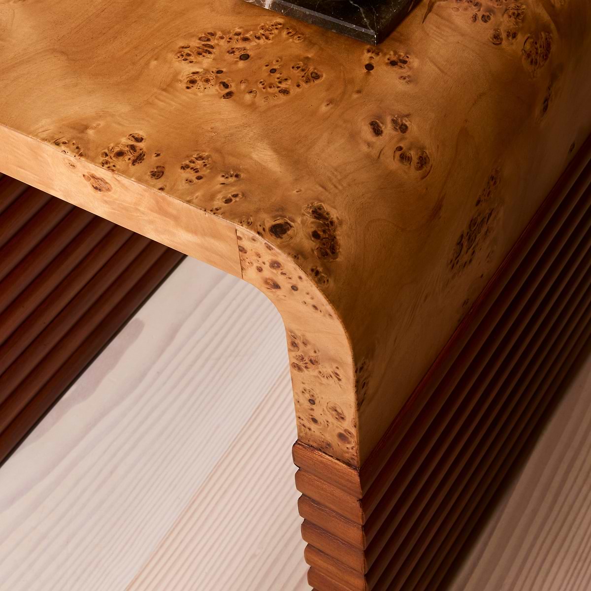Eliana - Natural Burl Curved Warm Wood Premium Side Table