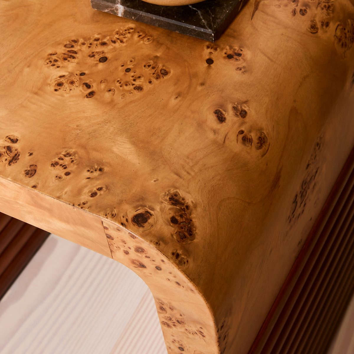 Eliana - Natural Burl Curved Warm Wood Premium Side Table