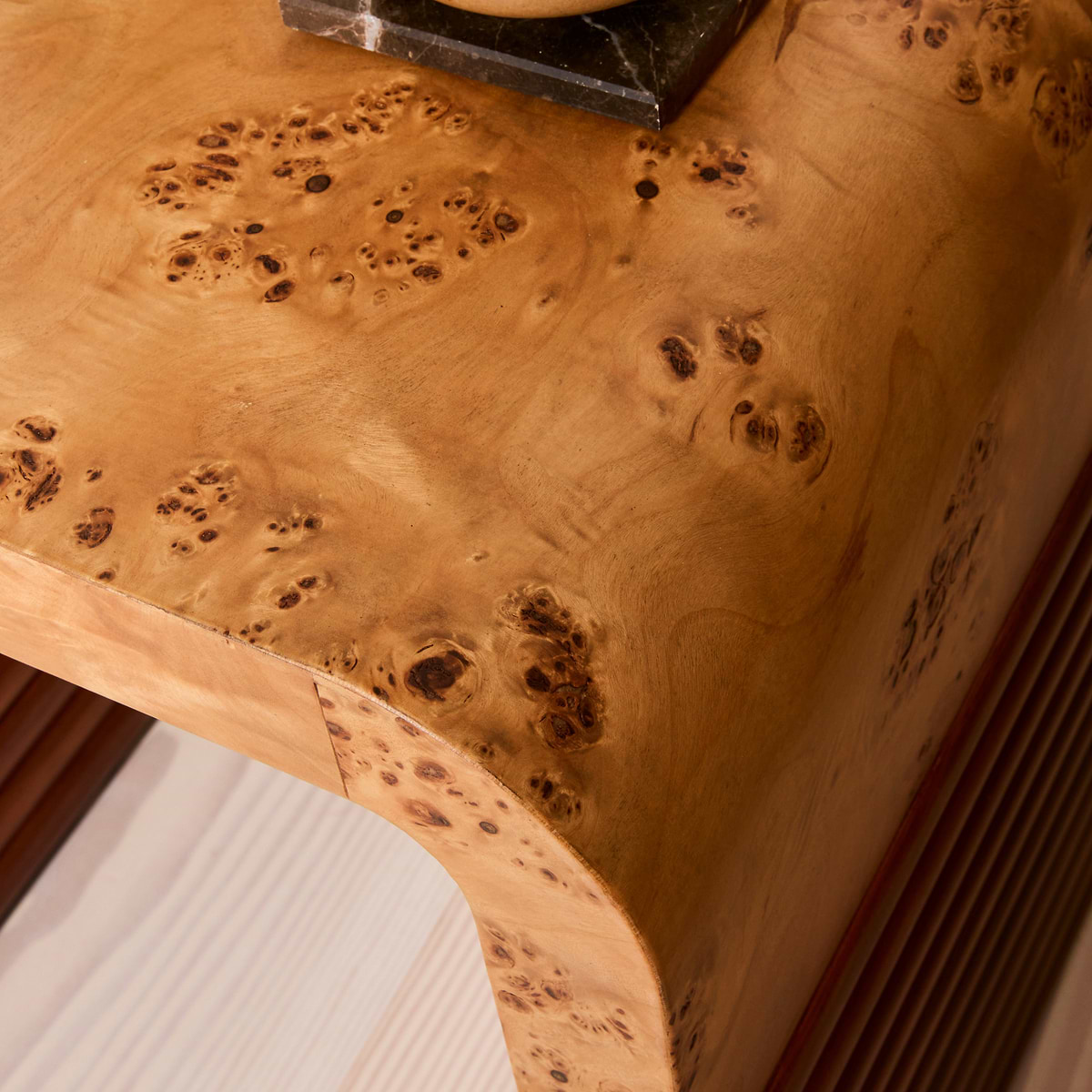 Eliana - Natural Burl Curved Warm Wood Premium Side Table