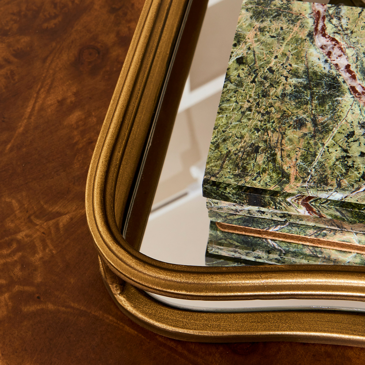 Louis - Gold Curved Square Mirrored Decorative Tray