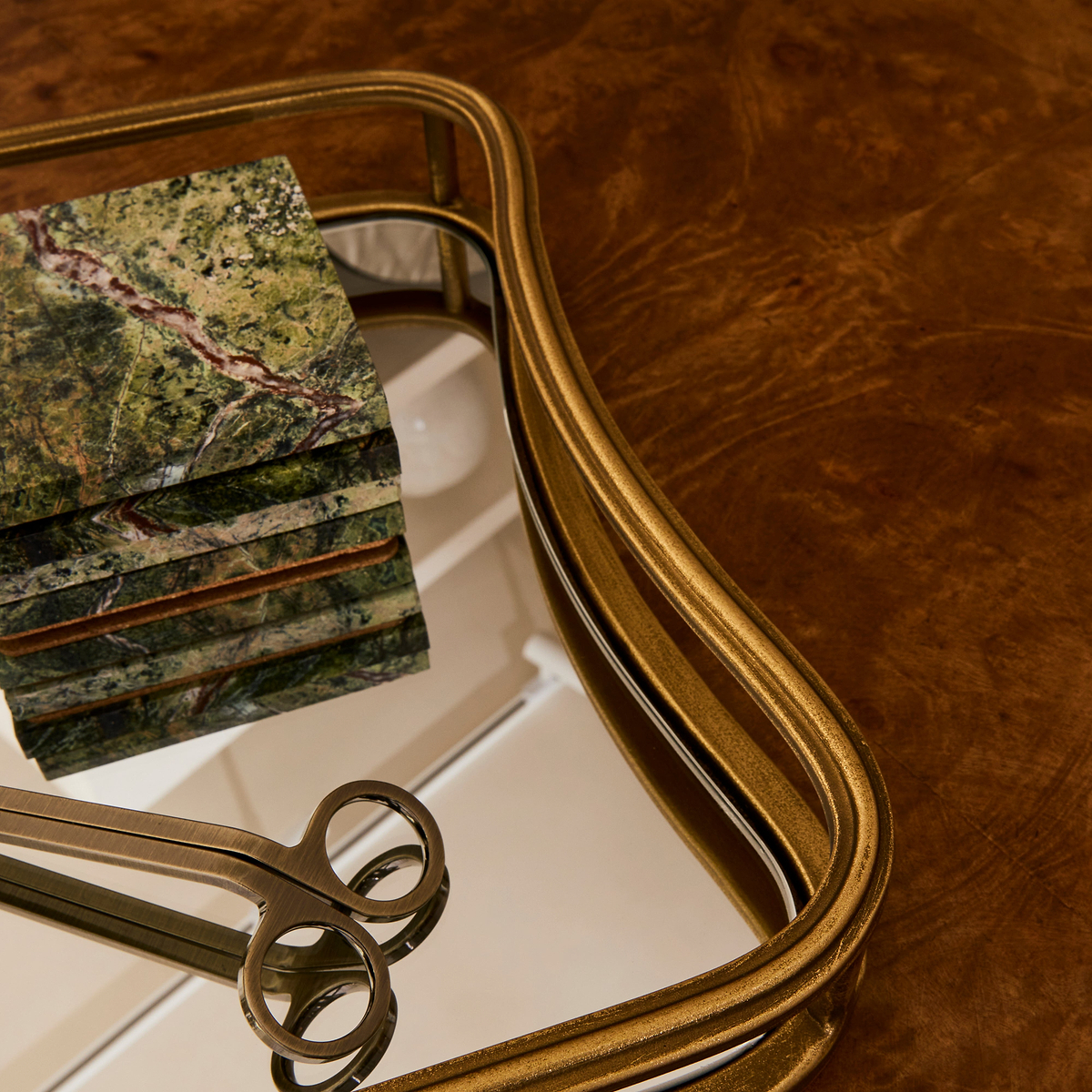 Louis - Gold Curved Rectangle Mirrored Decorative Tray