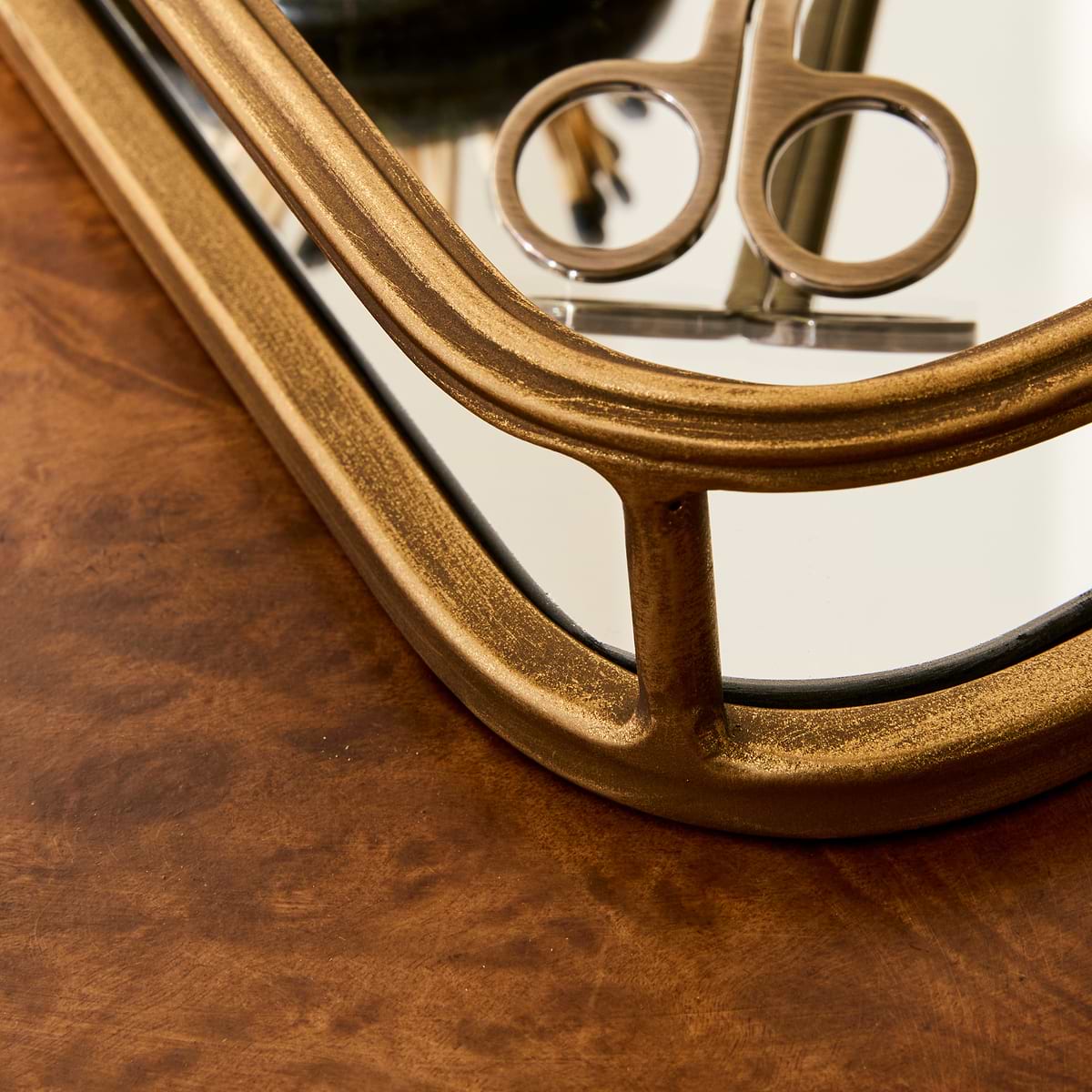 Louis - Gold Curved Rectangle Mirrored Decorative Tray
