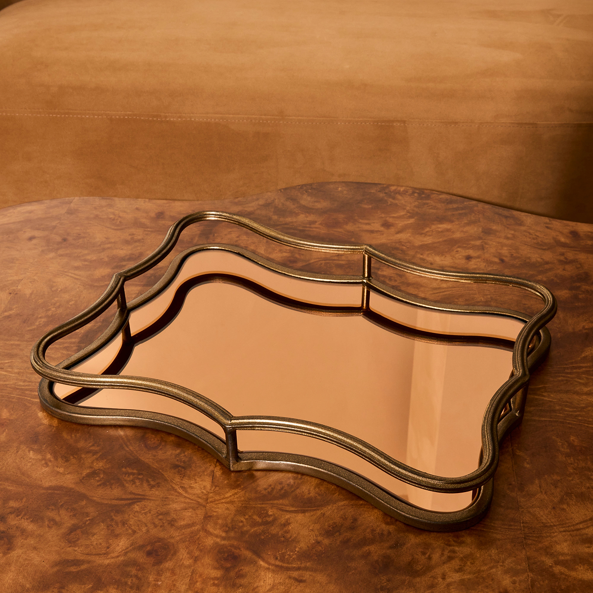 Elise - Antique Bronze Art Deco Rectangle Mirrored Decorative Tray