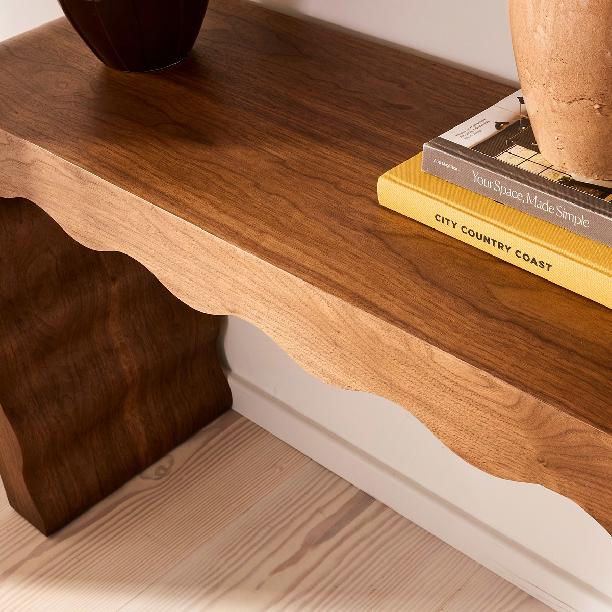 Serafina- Dark Wood Wavy Arched Premium Console Table