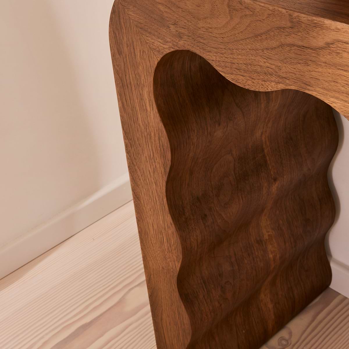 Serafina- Dark Wood Wavy Arched Premium Console Table