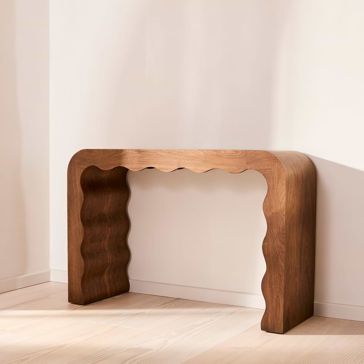 Serafina- Dark Wood Wavy Arched Premium Console Table