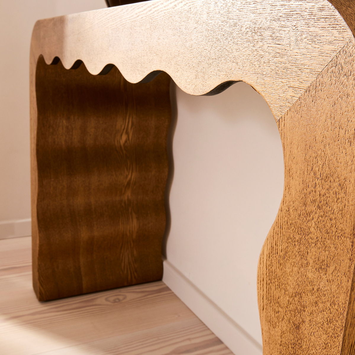 Serafina- Warm Wood Wavy Arched Premium Console Table