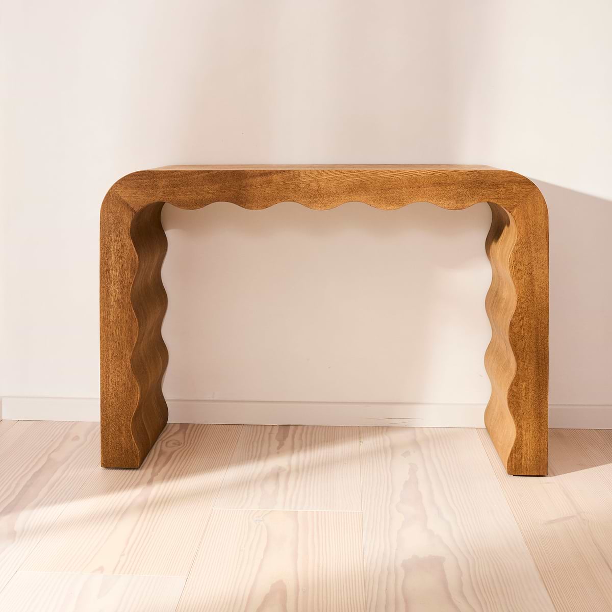 Serafina- Warm Wood Wavy Arched Premium Console Table