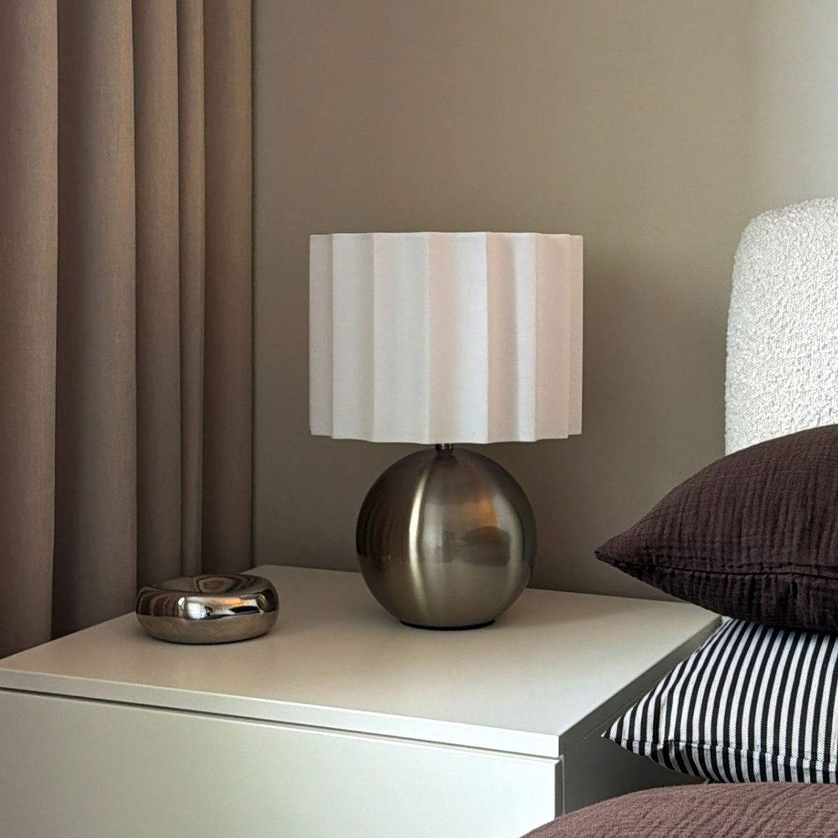 Caia - Brushed Steel Scallop Shade Table Lamp