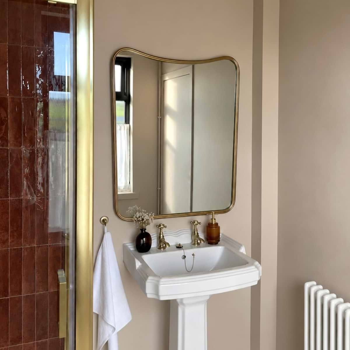 Louis - Gold Curved Metal Overmantle Mirror 90cm x 75cm