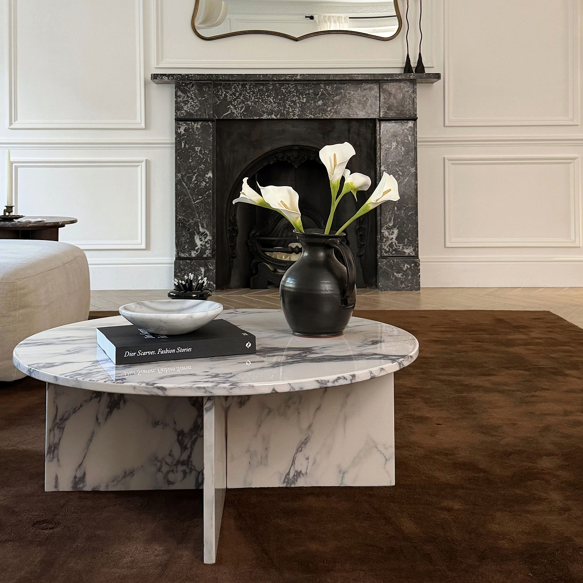 Ravello - Arabescato Round Premium Solid Marble Coffee Table