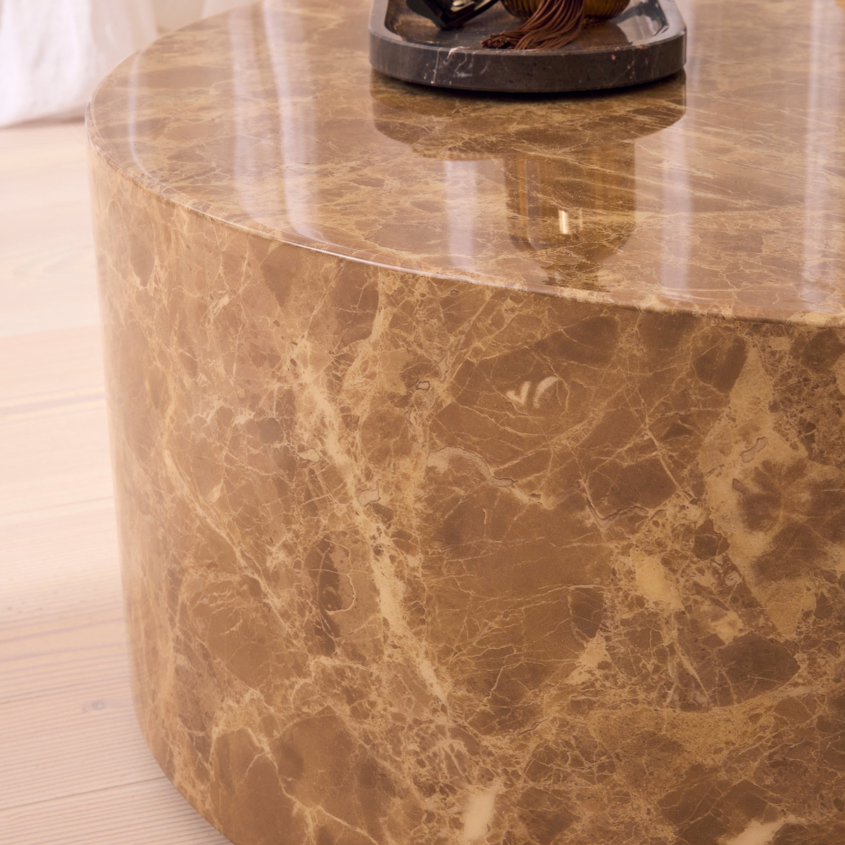Atella - Light Emperador Round Premium Solid Marble Coffee Table