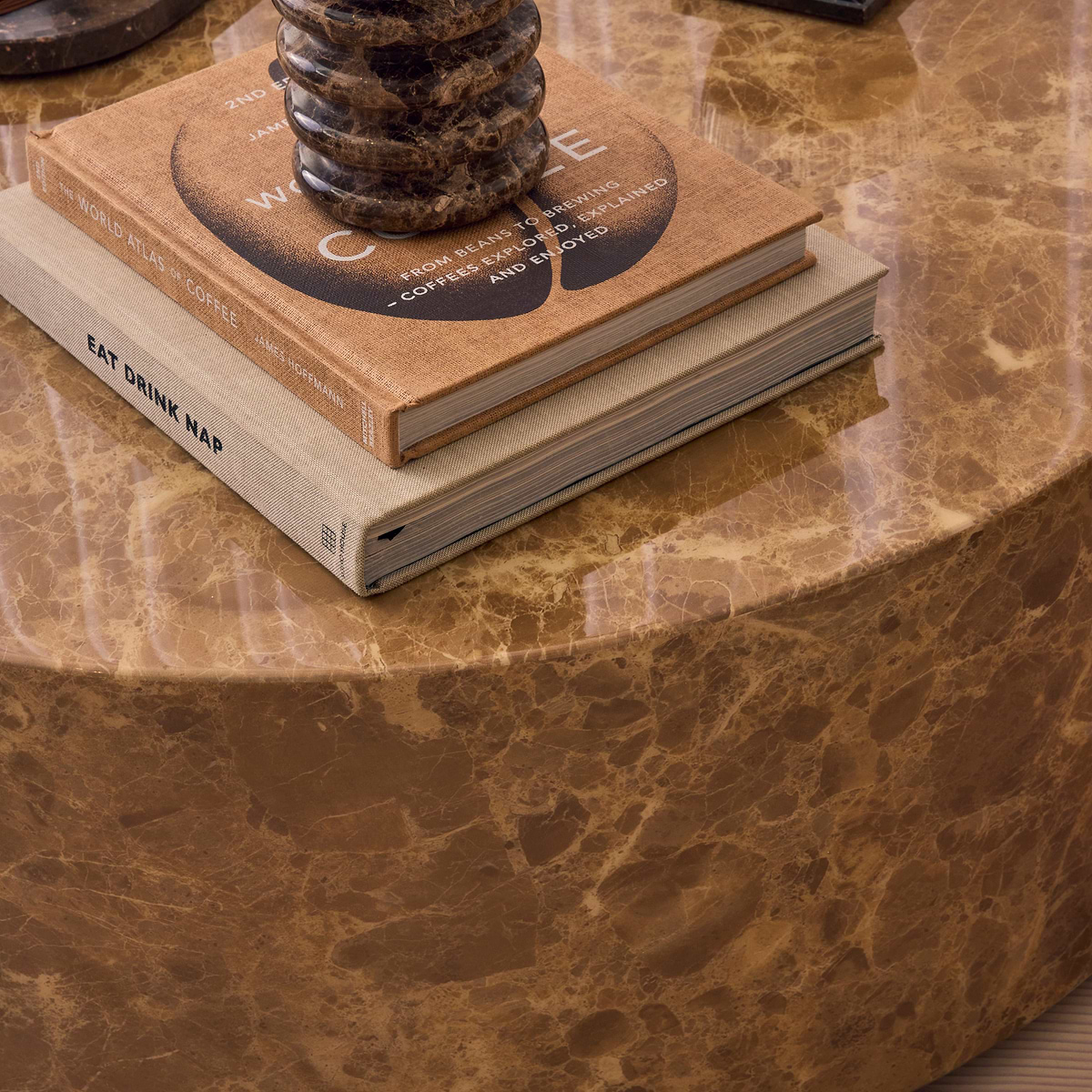 Atella - Light Emperador Round Premium Solid Marble Coffee Table
