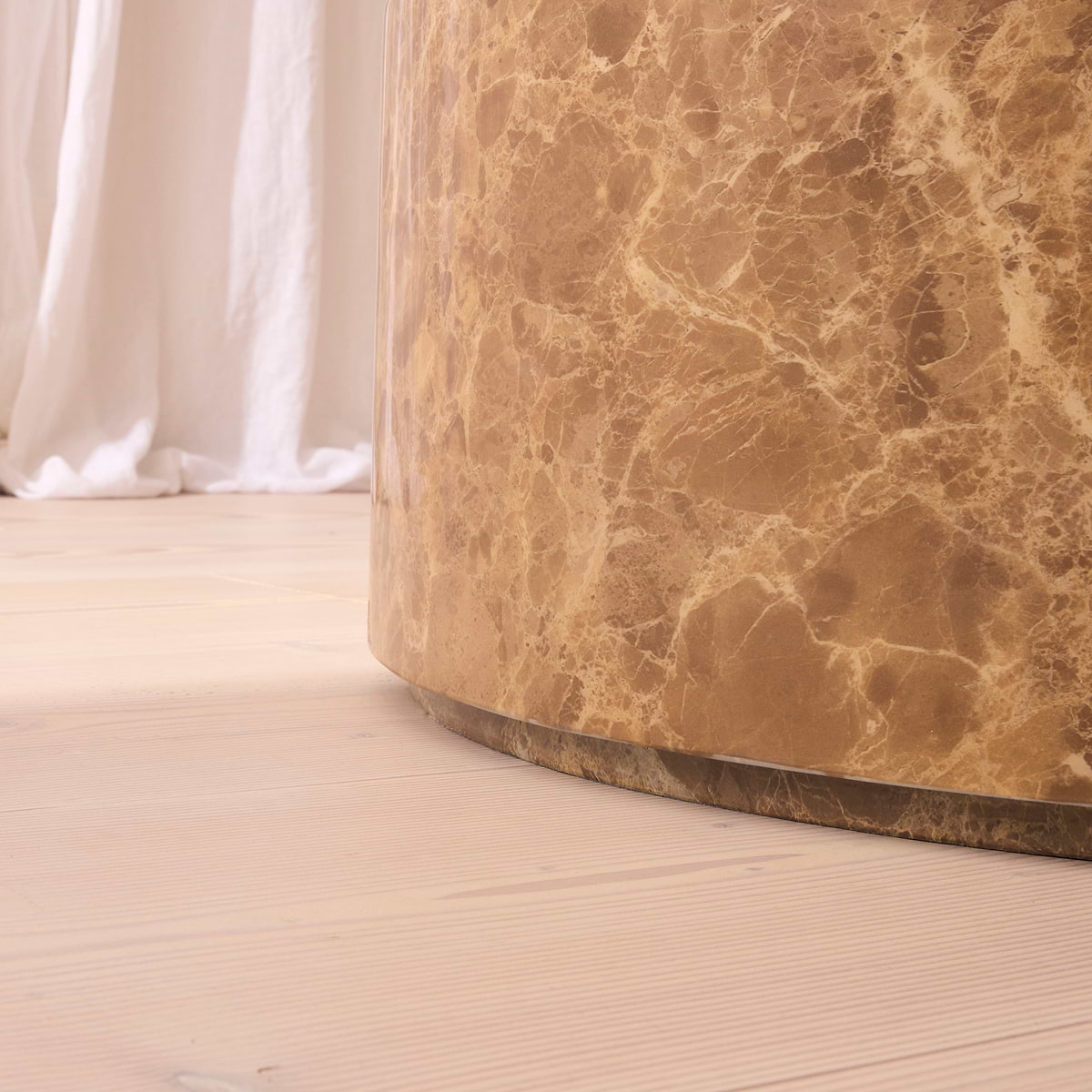 Atella - Light Emperador Round Premium Solid Marble Coffee Table