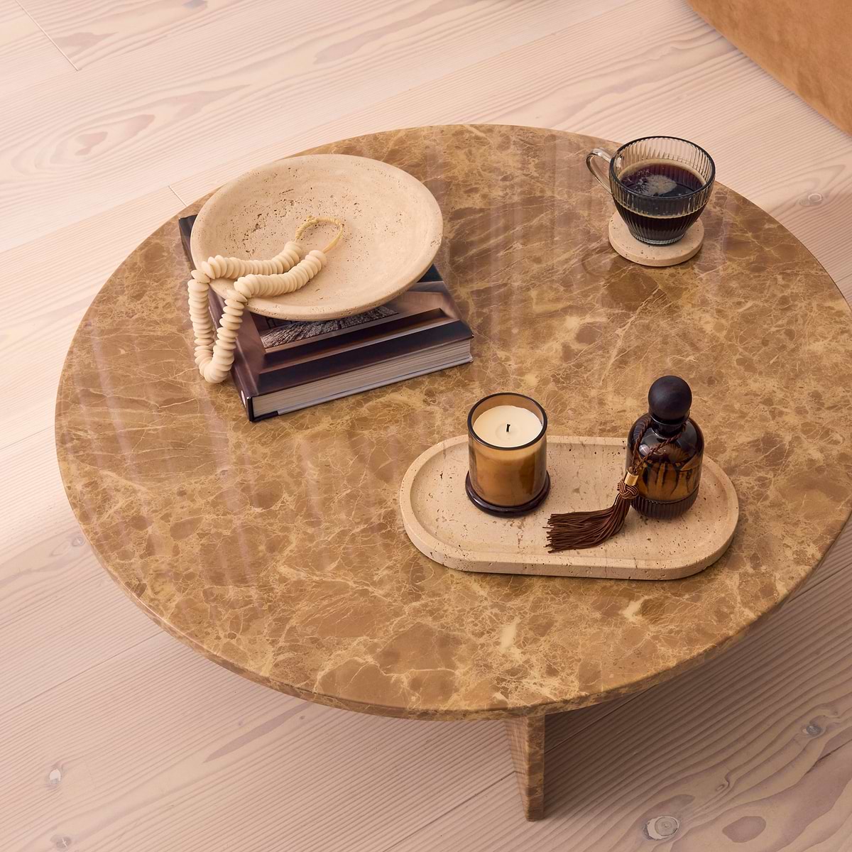 Ravello - Light Emperador Round Premium Solid Marble Coffee Table
