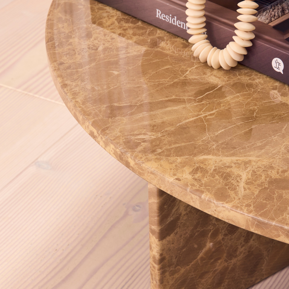 Ravello - Light Emperador Round Premium Solid Marble Coffee Table