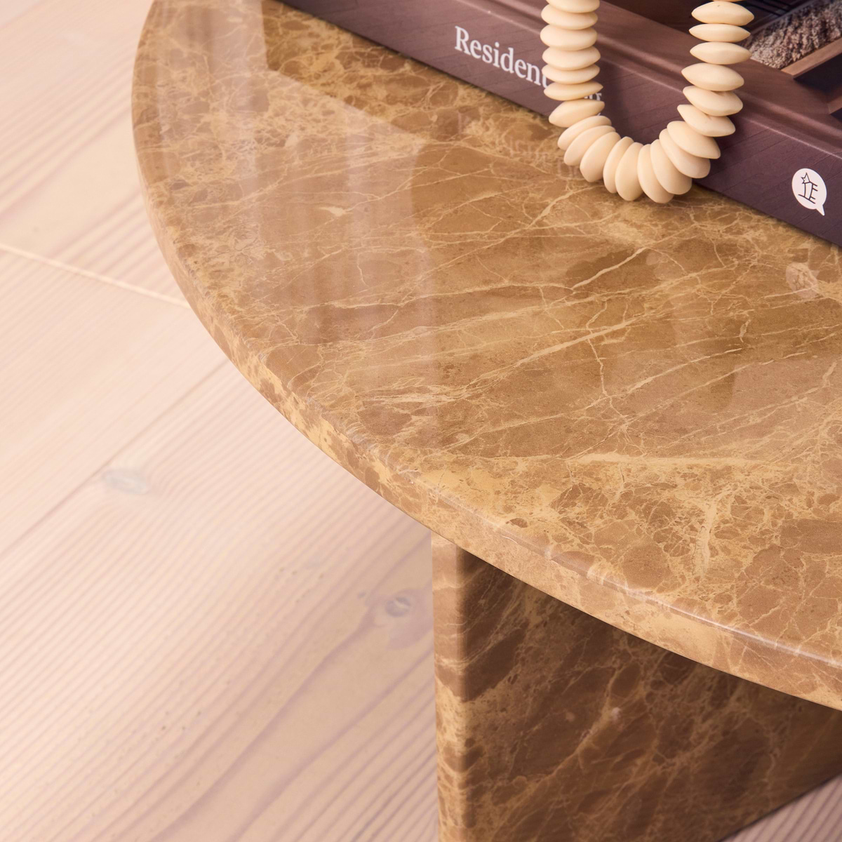 Ravello - Light Emperador Round Premium Solid Marble Coffee Table