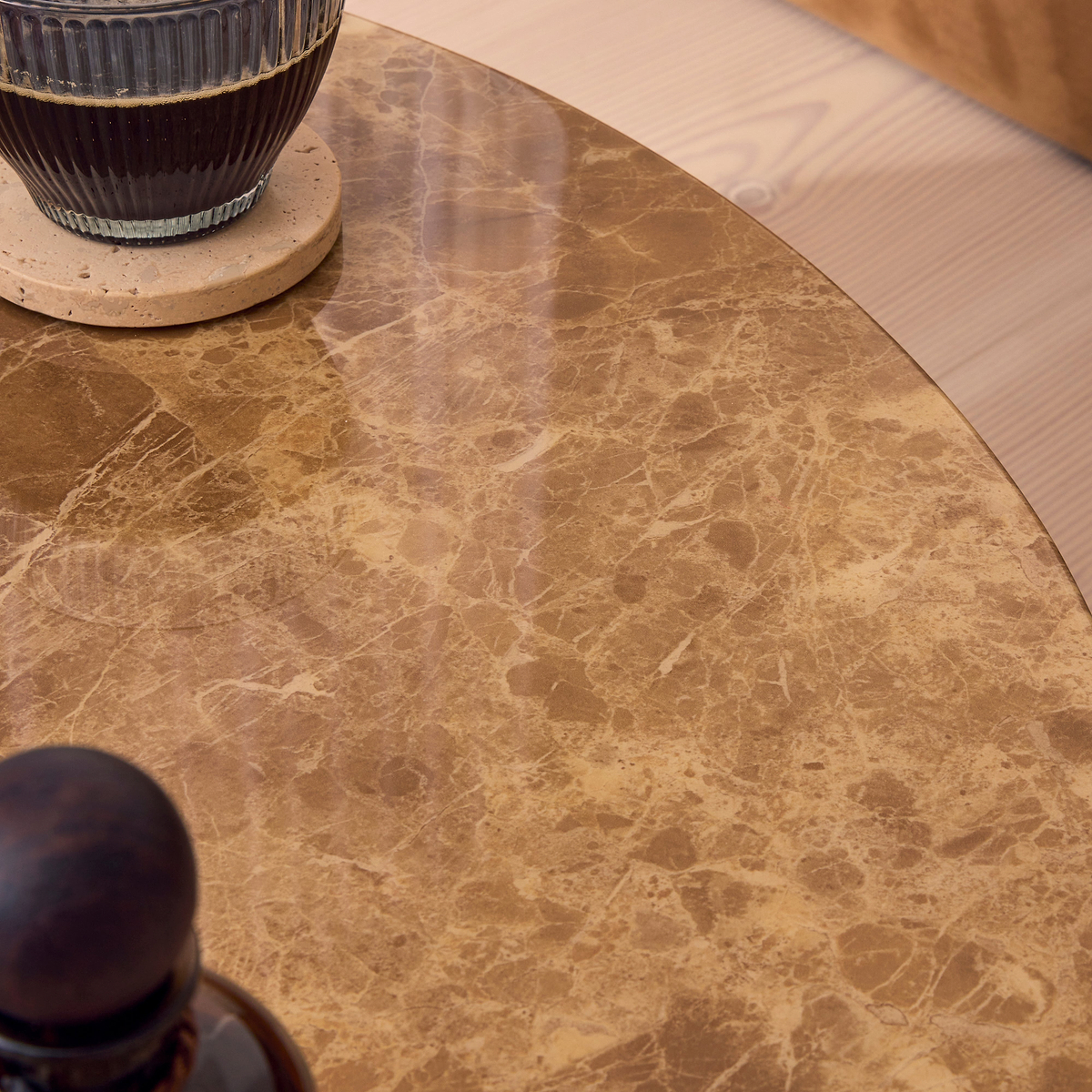 Ravello - Light Emperador Round Premium Solid Marble Coffee Table