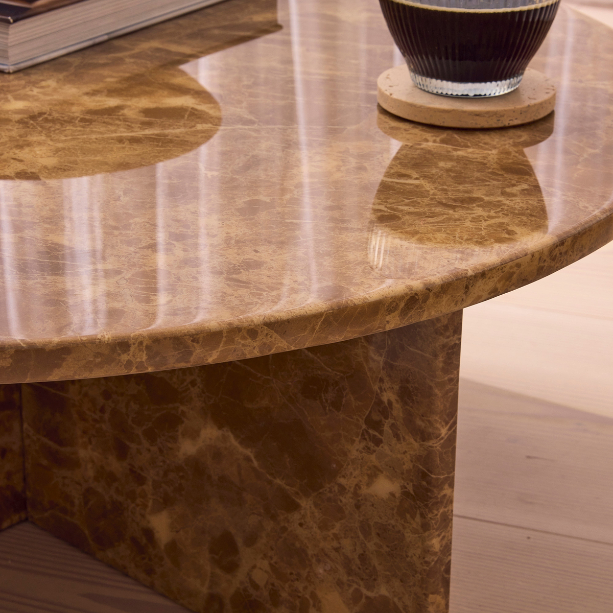 Ravello - Light Emperador Round Premium Solid Marble Coffee Table