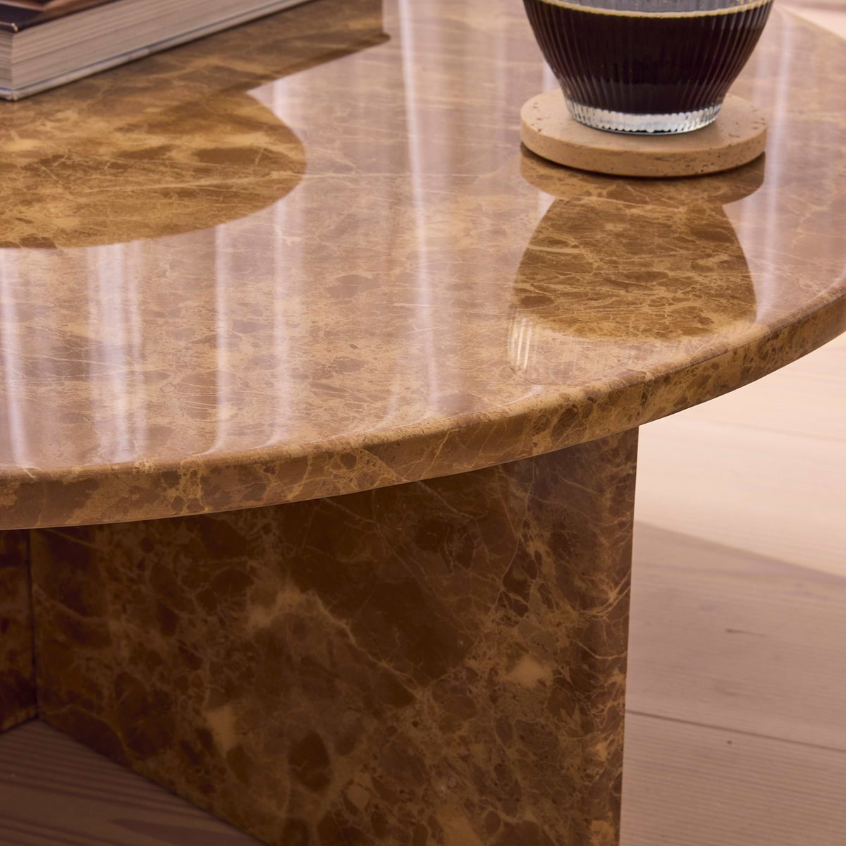 Ravello - Light Emperador Round Premium Solid Marble Coffee Table