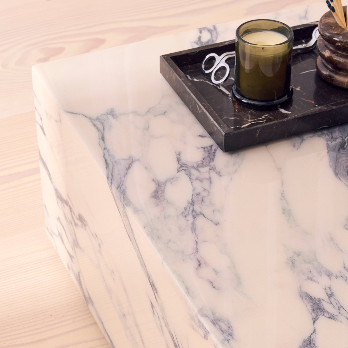 Atella - Arabescato Rectangular Premium Solid Marble Coffee Table