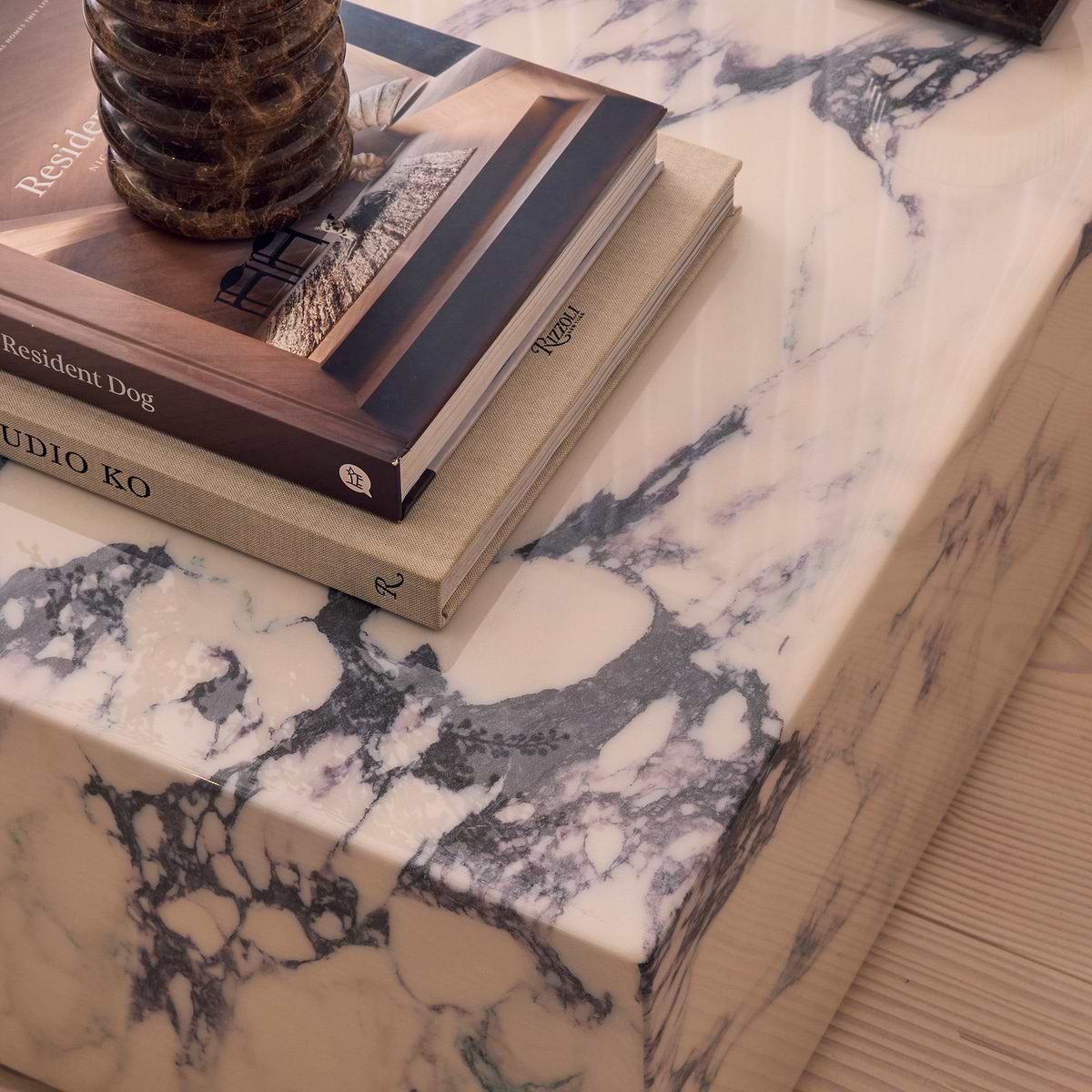 Atella - Arabescato Rectangular Premium Solid Marble Coffee Table