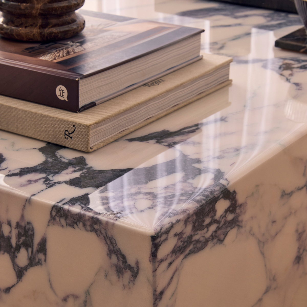 Atella - Arabescato Rectangular Premium Solid Marble Coffee Table