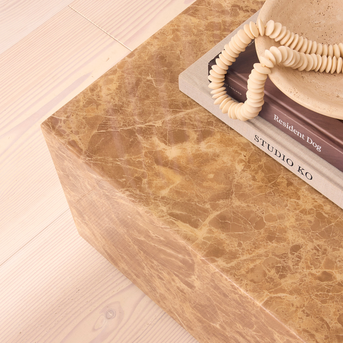 Atella - Light Emperador Rectangular Premium Solid Marble Coffee Table
