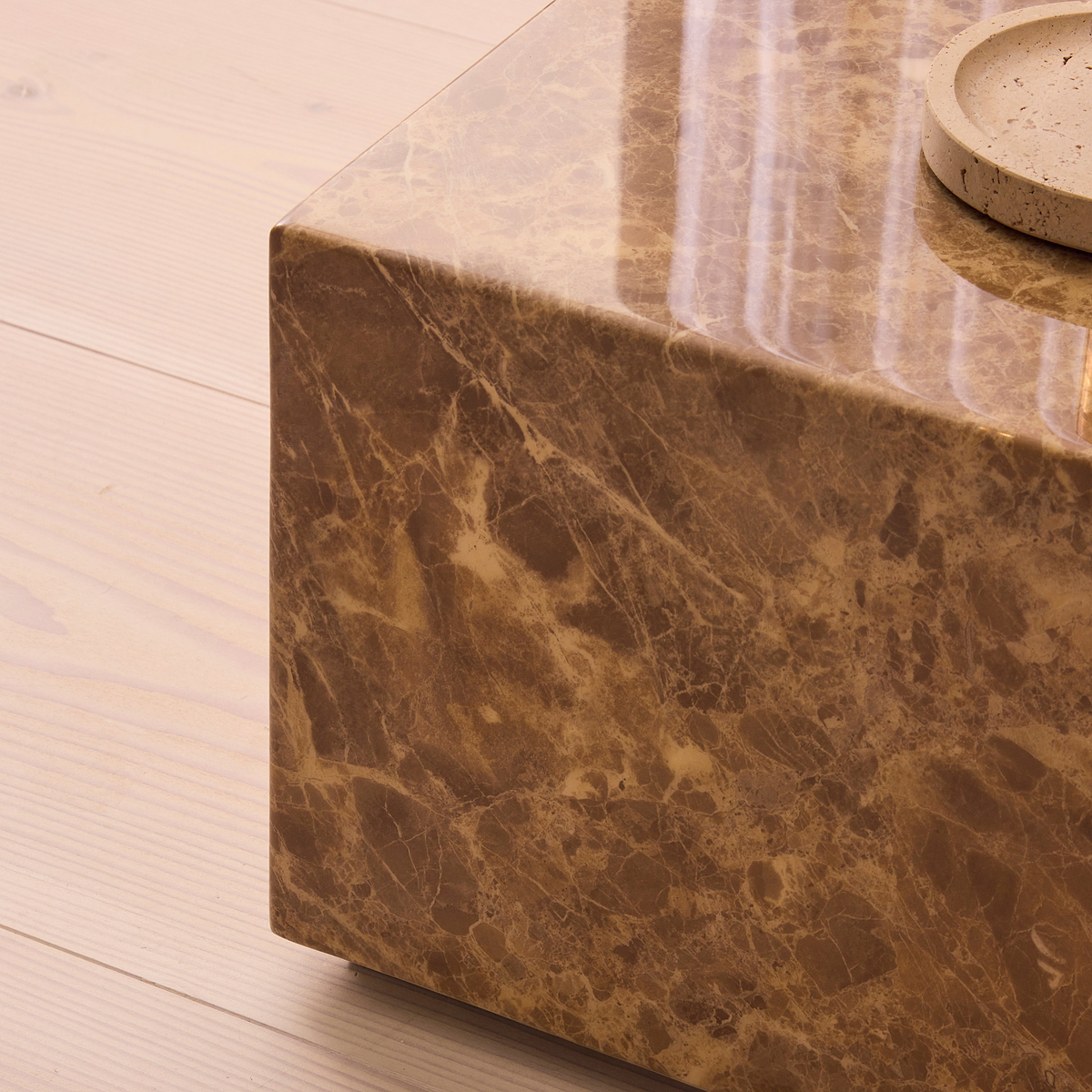 Atella - Light Emperador Rectangular Premium Solid Marble Coffee Table