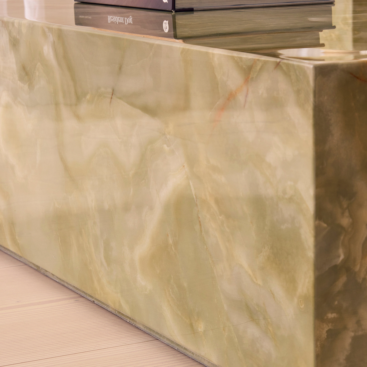 Atella - Green Onyx Rectangular Premium Solid Marble Coffee Table