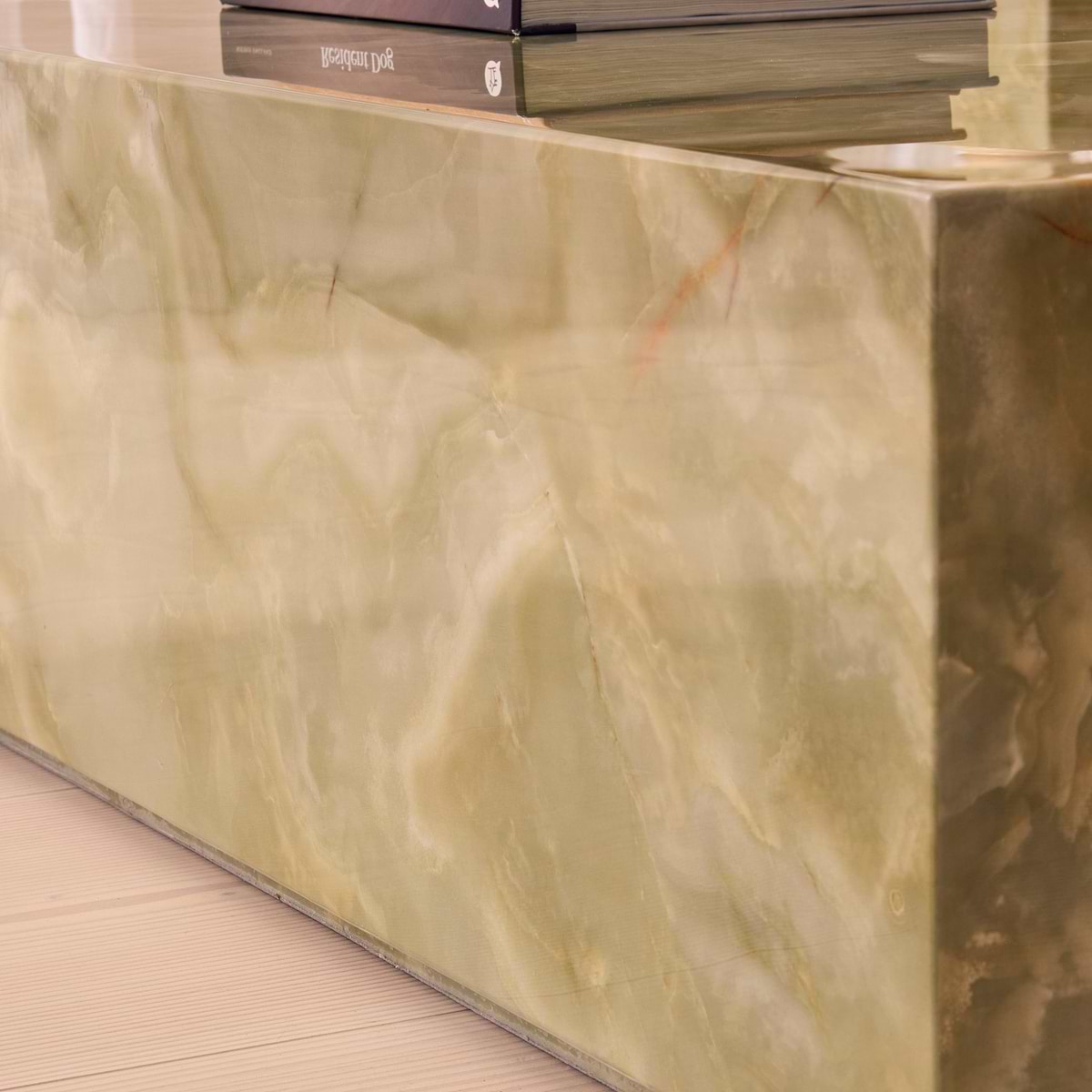 Atella - Green Onyx Rectangular Premium Solid Marble Coffee Table