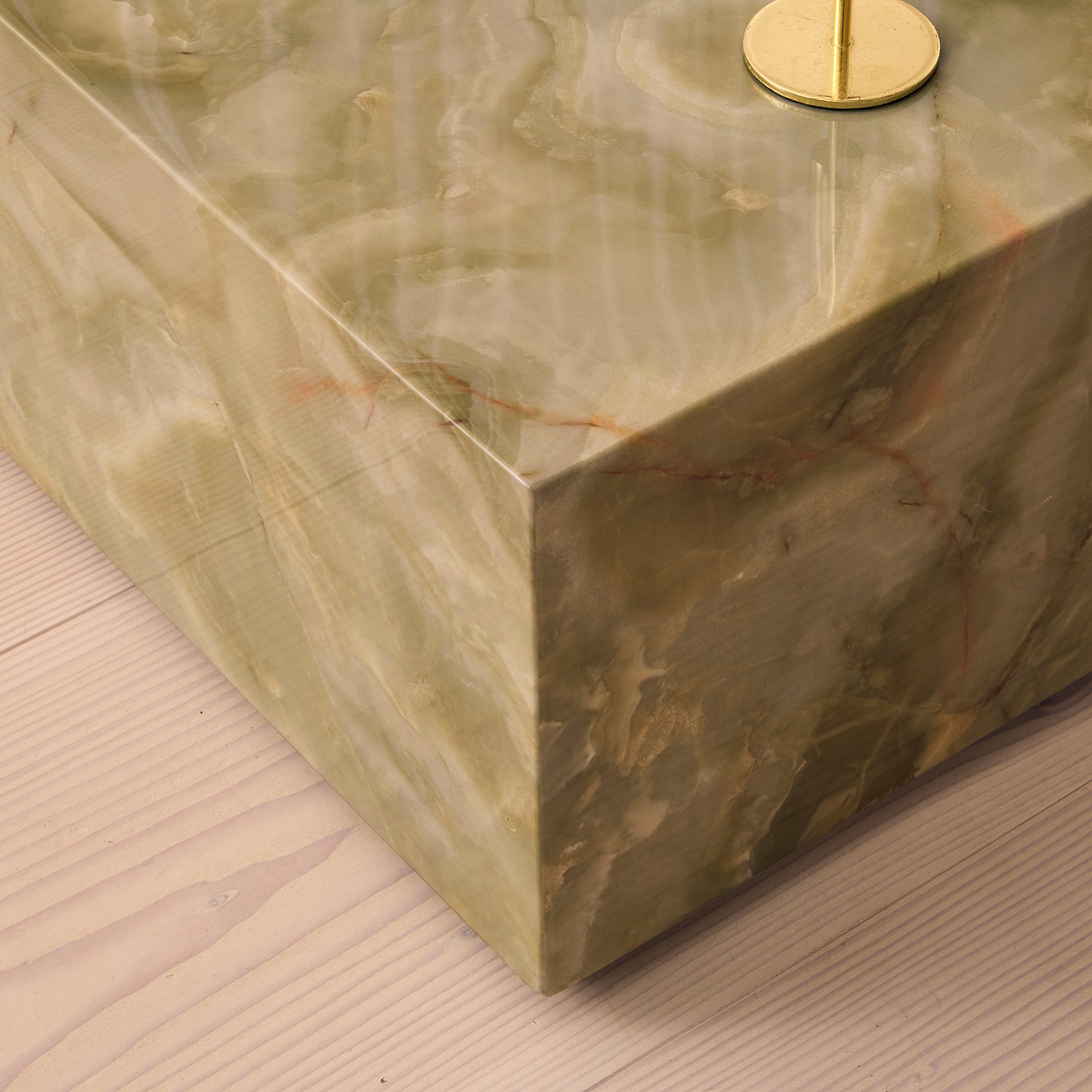 Atella - Green Onyx Rectangular Premium Solid Marble Coffee Table