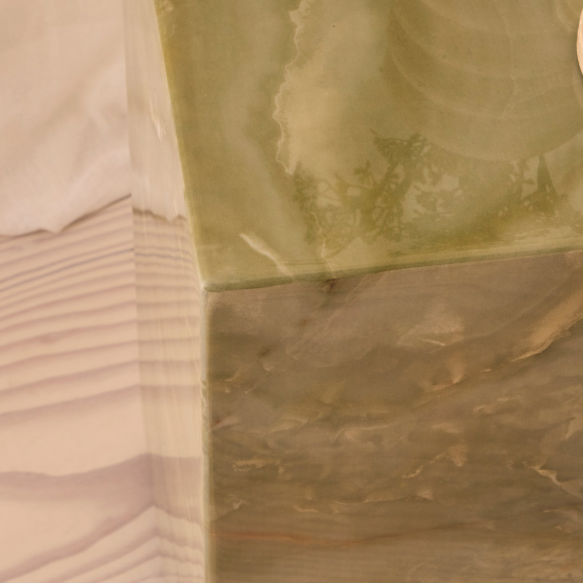 Atella - Green Onyx Rectangular Premium Solid Marble Side Table