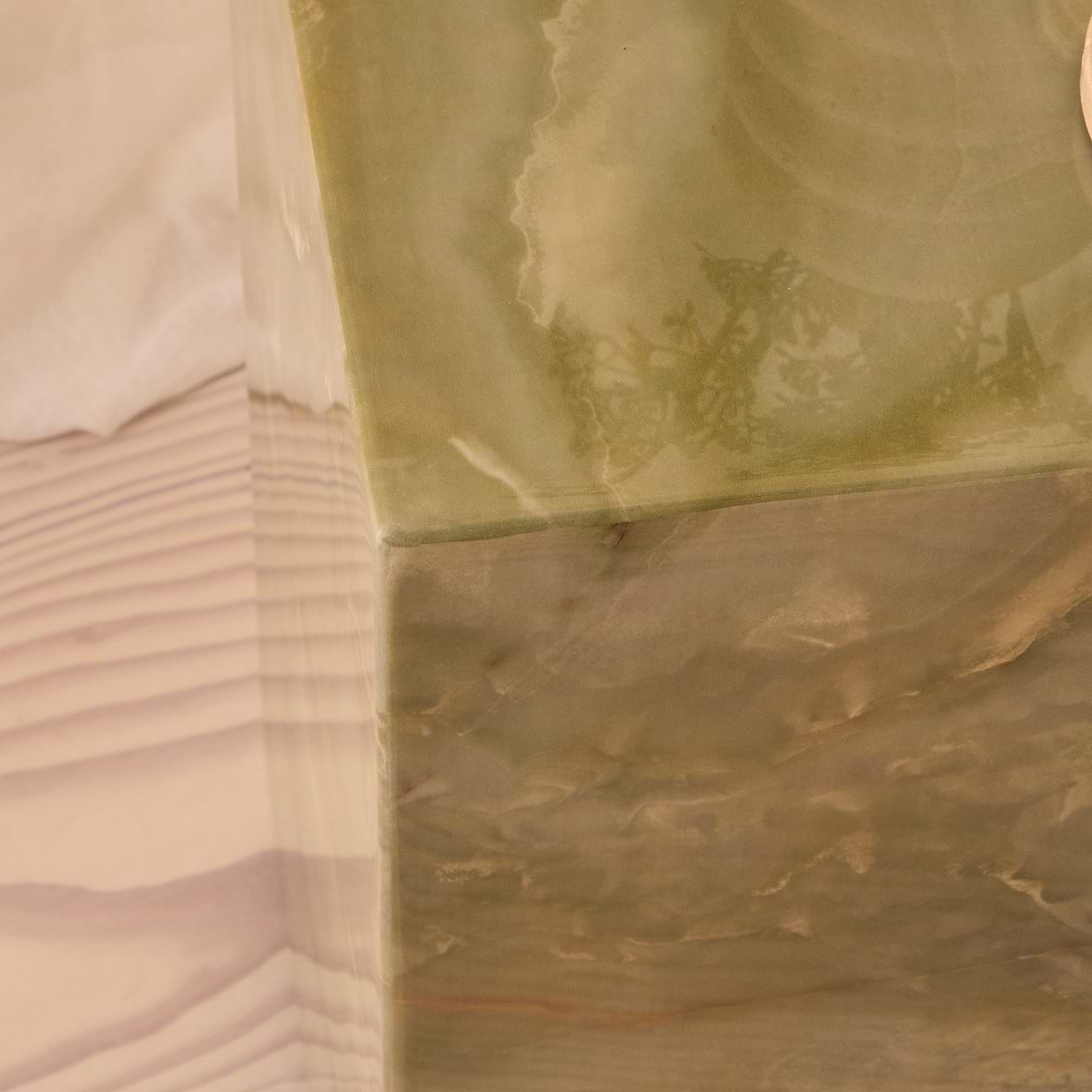 Atella - Green Onyx Rectangular Premium Solid Marble Side Table