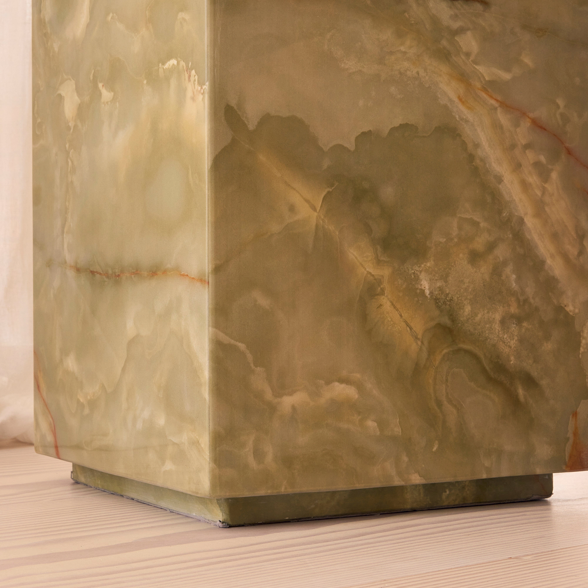 Atella - Green Onyx Rectangular Premium Solid Marble Side Table