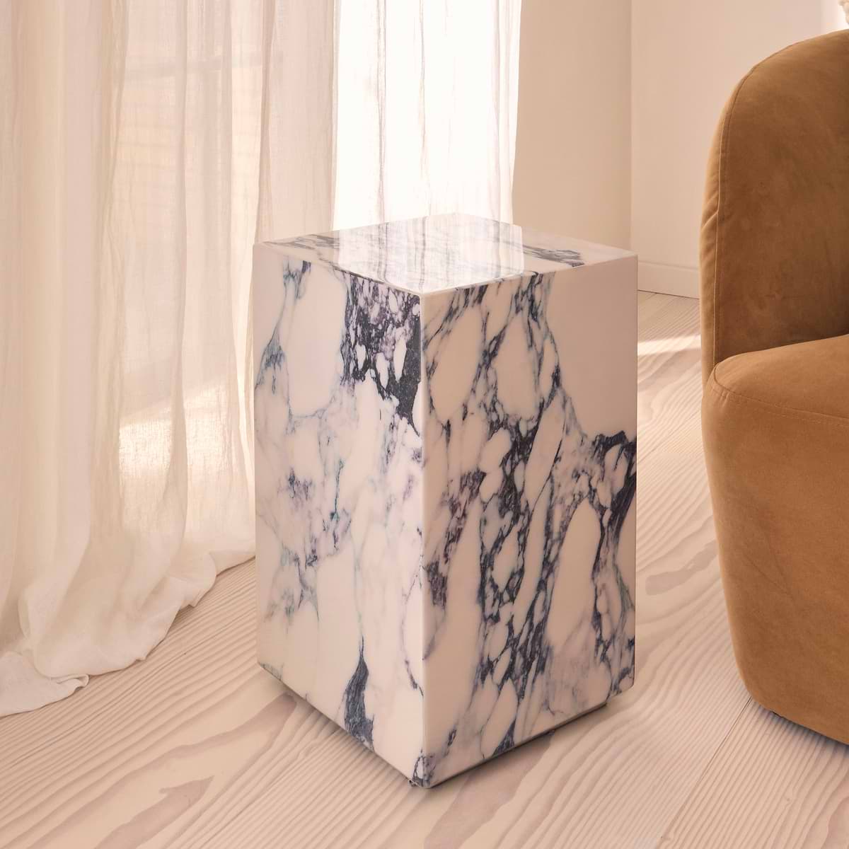 Atella - Arabescato Rectangular Premium Solid Marble Side Table