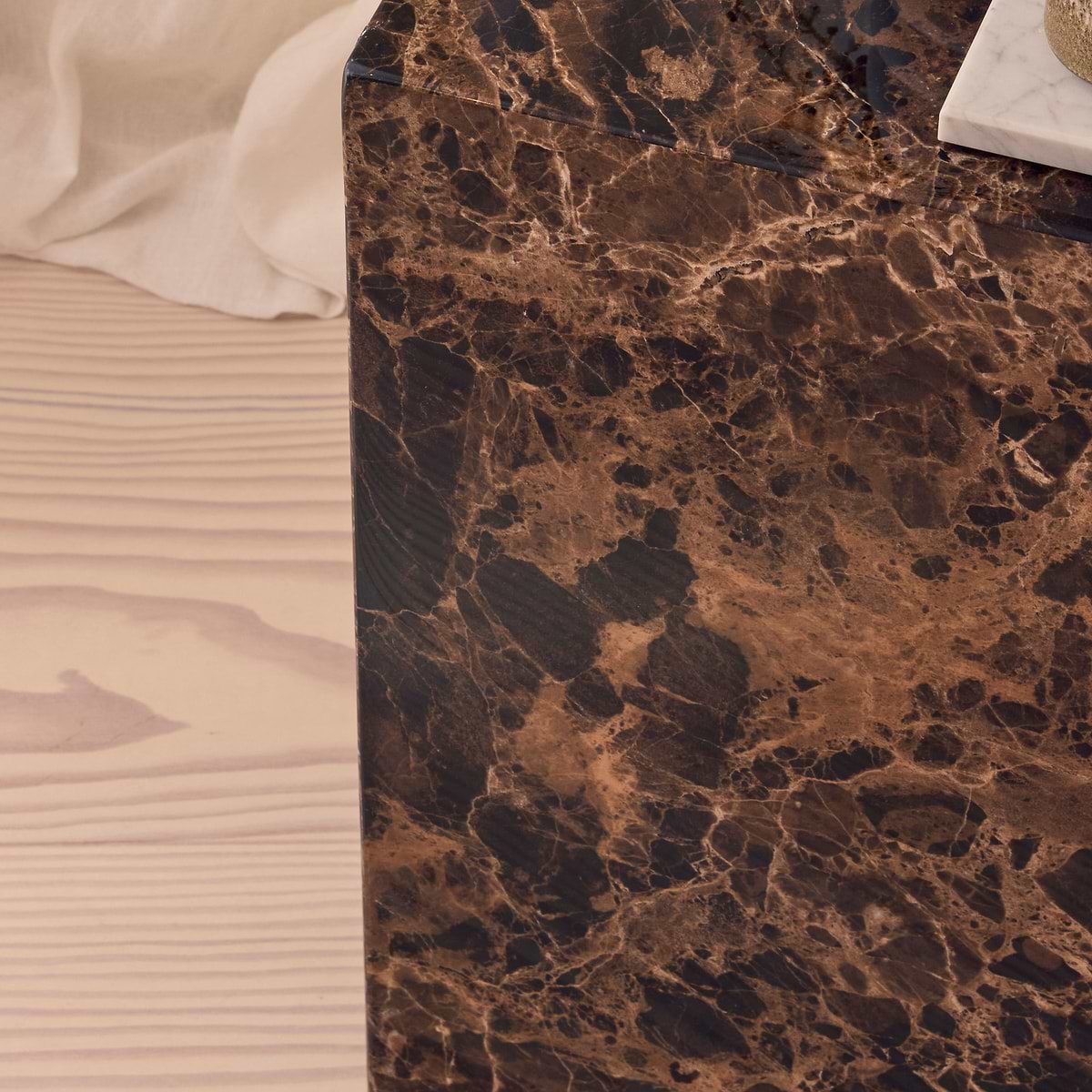 Atella - Dark Emperador Rectangular Premium Solid Marble Side Table