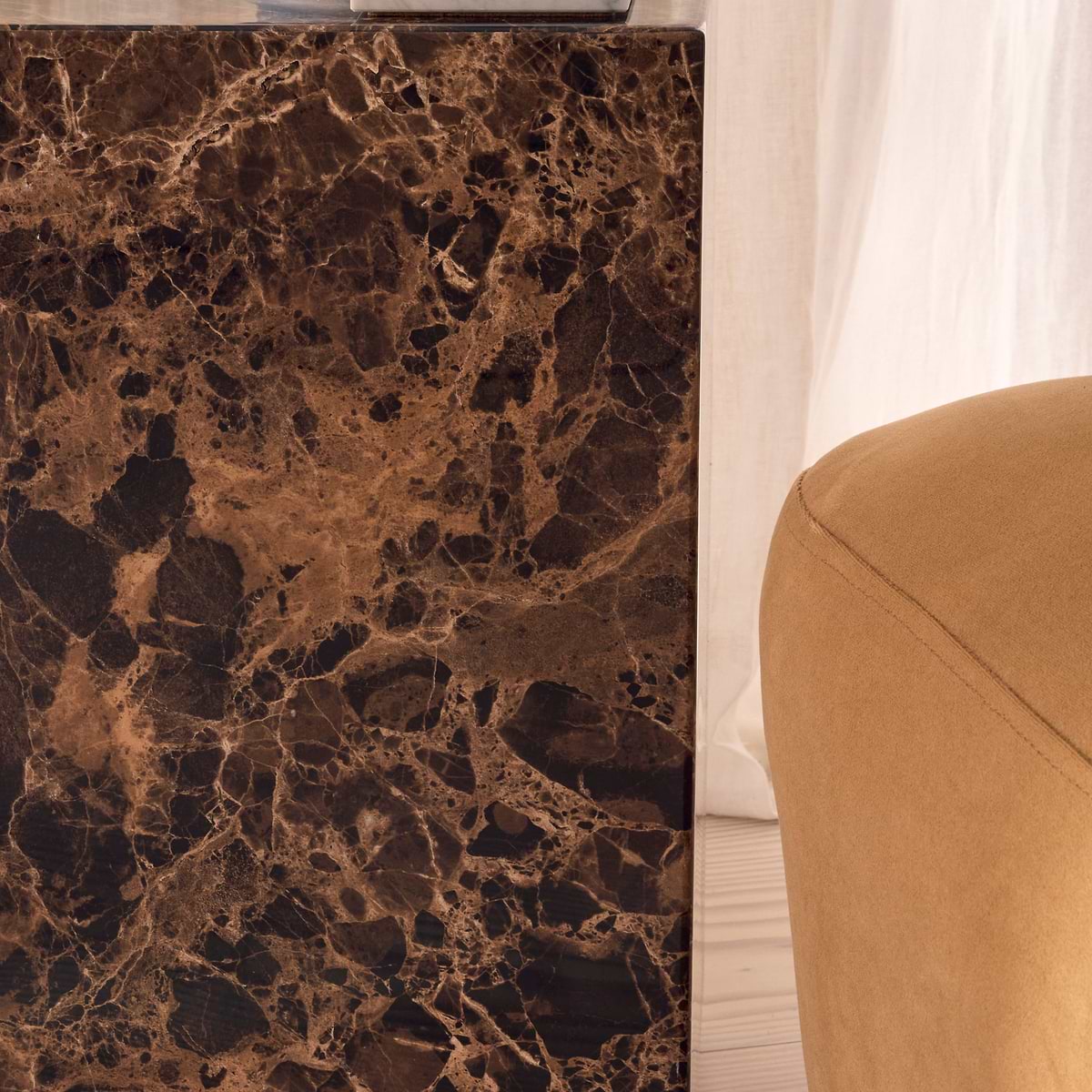 Atella - Dark Emperador Rectangular Premium Solid Marble Side Table